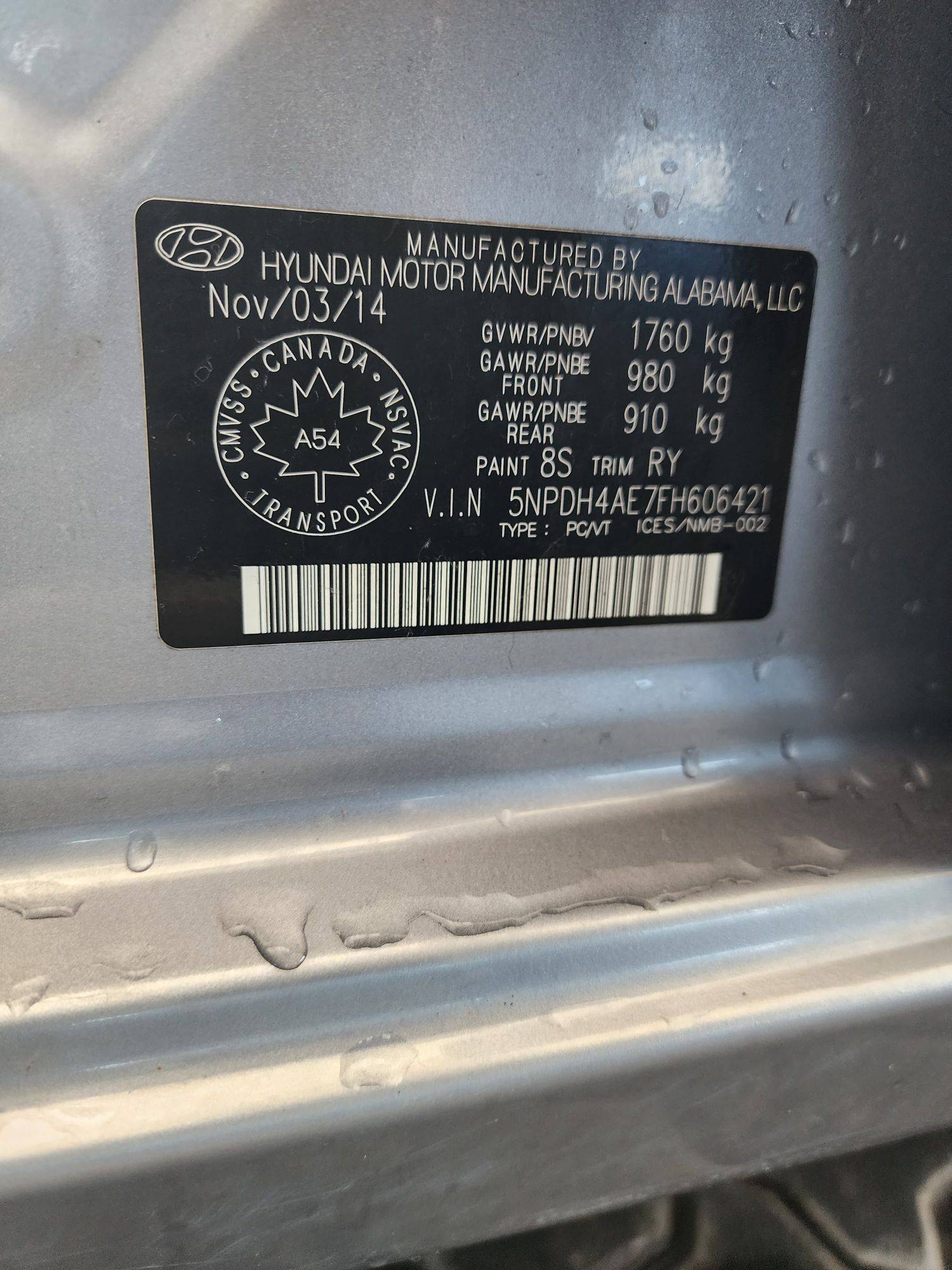 2015 HYUNDAI ELANTRA — 117878 KM — Lot 606421 - Marhaba Auctions Used Cars - Image 9