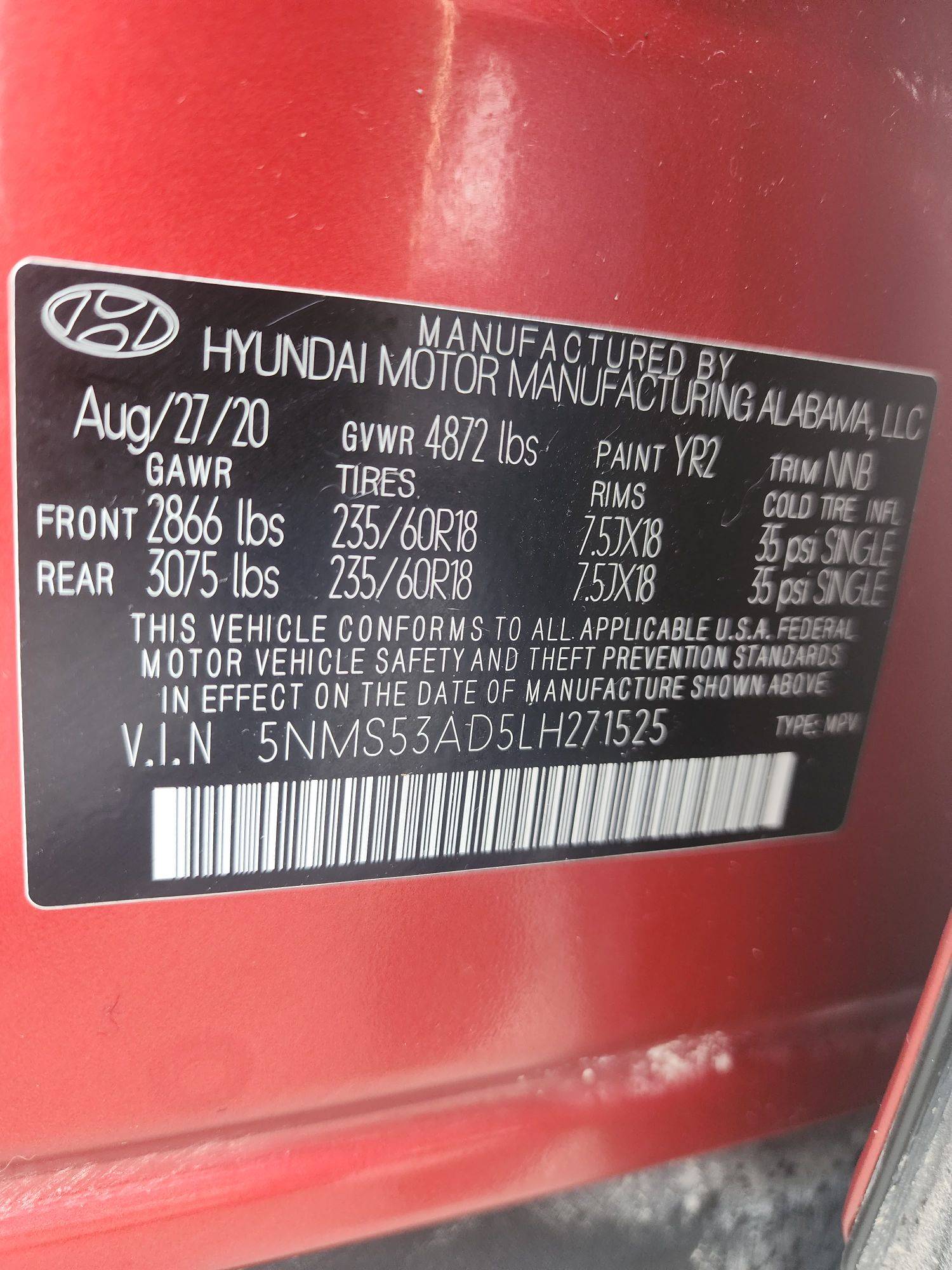 2020 HYUNDAI SANTA FE — 42035 Miles — Lot 65869033 - Marhaba Auctions Used Cars - Image 3