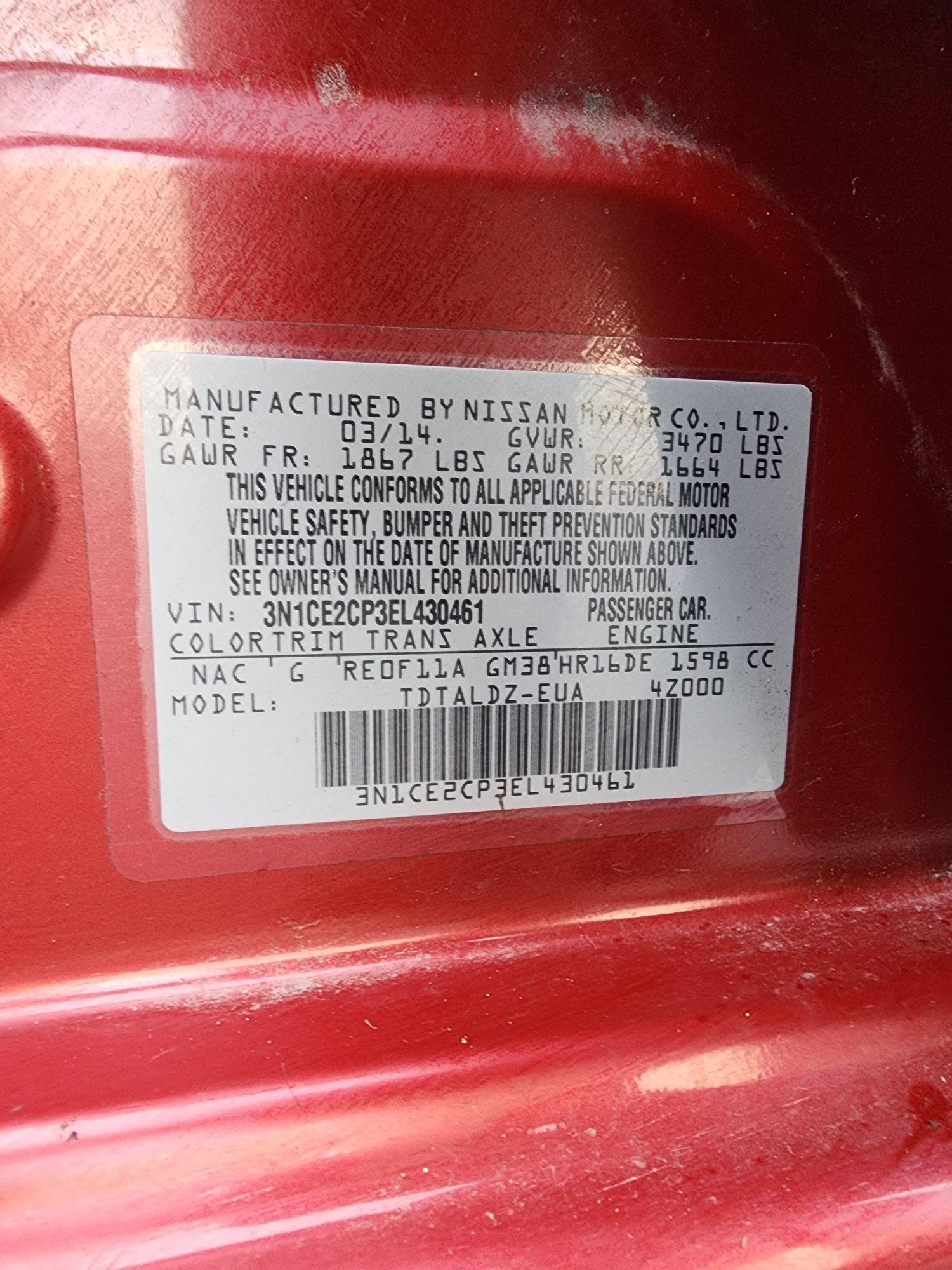 2014 NISSAN VERSA NOTE — 123509 Miles — Lot 39000064 — Souq - Marhaba Auctions Used Cars - Image 10