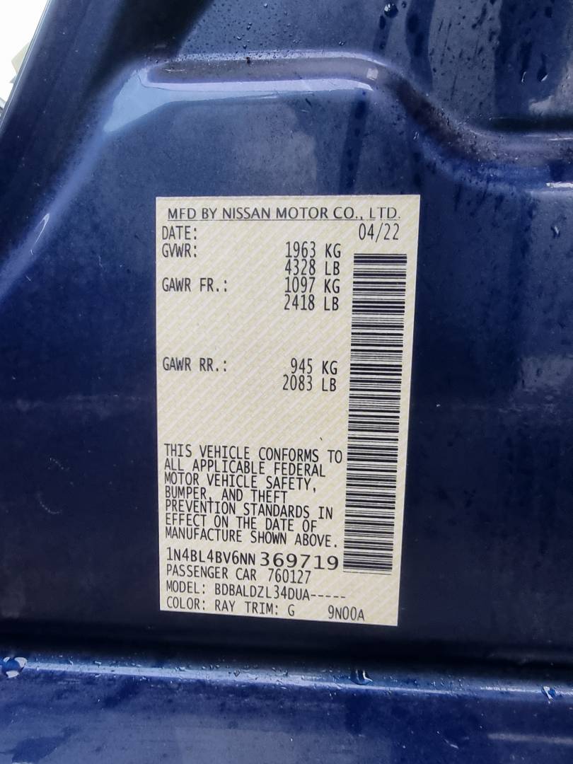 2022 NISSAN ALTIMA — 53395 Miles — Lot N369719 — Souq - Marhaba Auctions Used Cars - Image 9