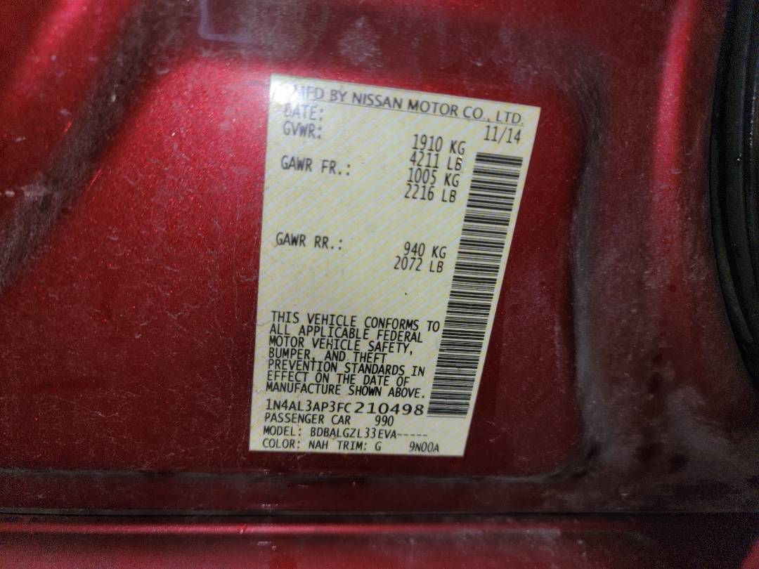 2015 NISSAN ALTIMA — 162837 Miles — Lot 77583873 - Marhaba Auctions Used Cars - Image 7