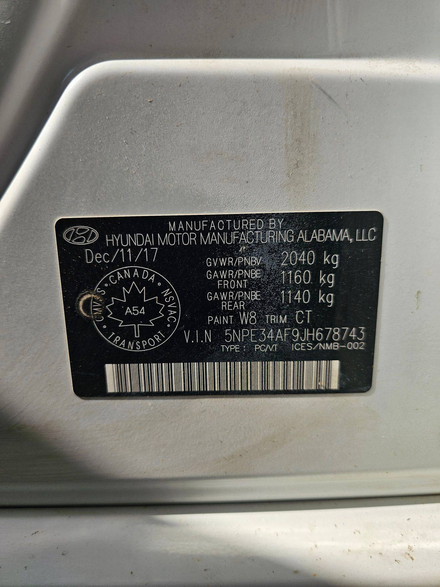2018 HYUNDAI SONATA SPORT — 127343 KM — Lot 61824045 — Main - Marhaba Auctions Used Cars - Image 10