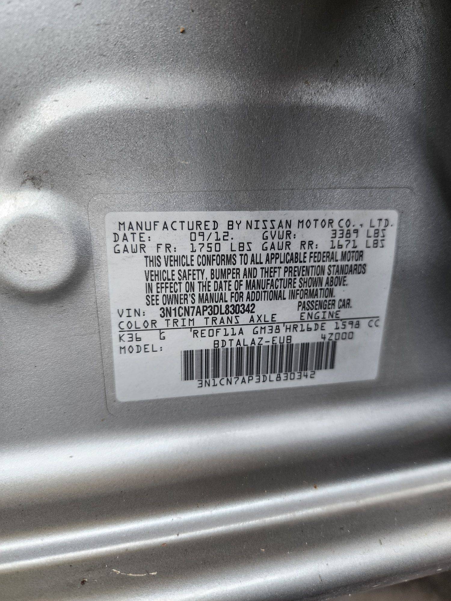 2013 NISSAN VERSA — 125780 Miles — Lot P3DL830342 — Souq - Marhaba Auctions Used Cars - Image 9