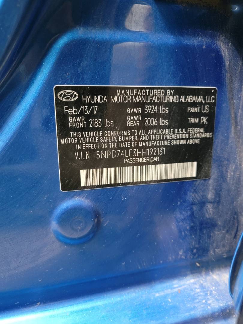 2017 HYUNDAI ELANTRA — 100126 Miles — Lot H192131 - Marhaba Auctions Used Cars - Image 9
