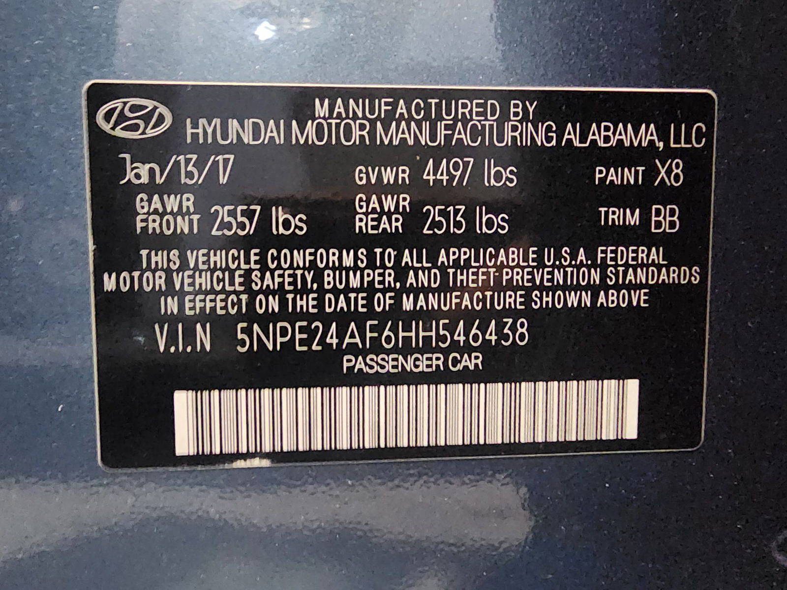 2017 HYUNDAI SONATA — 173614 Miles — Lot 46438 — Al Quoz - Marhaba Auctions Used Cars - Image 10