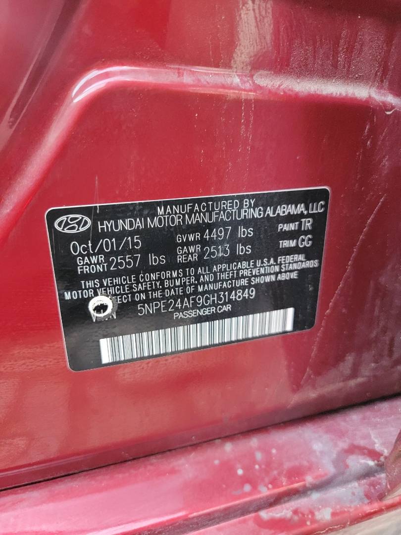 2016 HYUNDAI SONATA — 199528 Miles — Lot F9GH314849 — Main - Marhaba Auctions Used Cars - Image 10