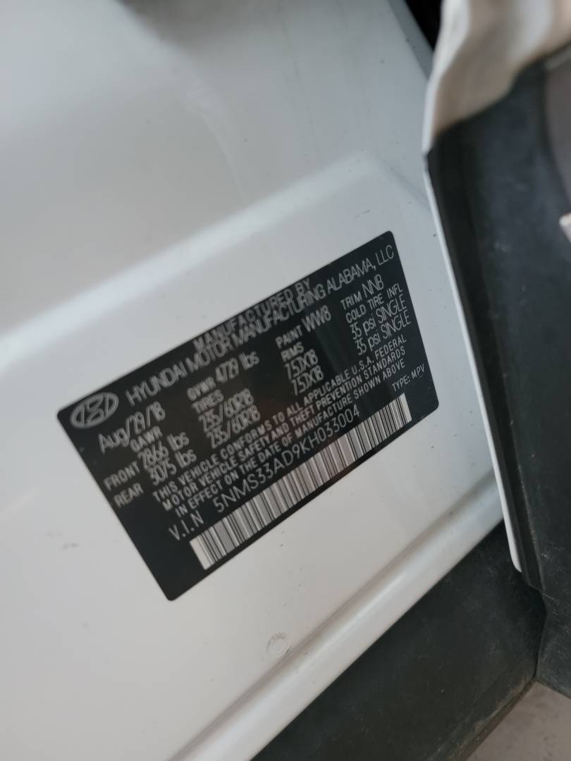 2019 HYUNDAI SANTA FE — 131621 Miles — Lot KH033004 — Main - Marhaba Auctions Used Cars - Image 9