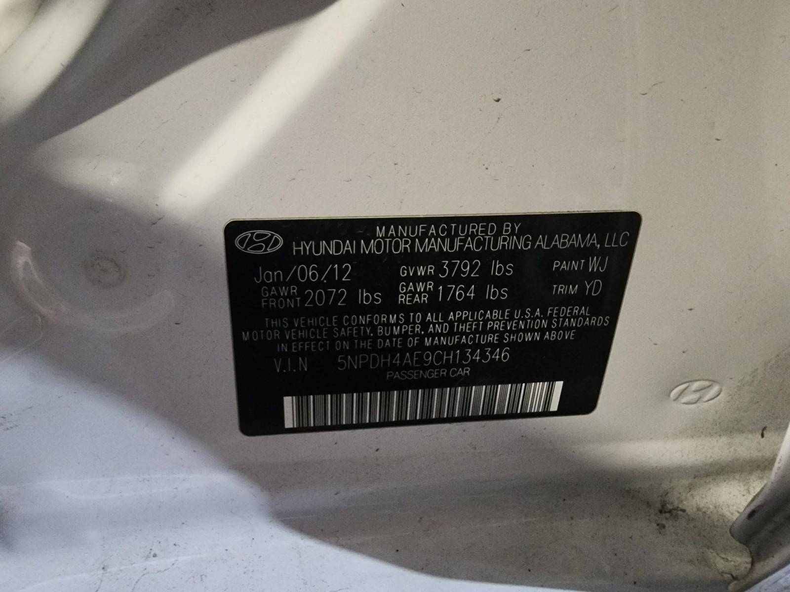 2012 HYUNDAI ELANTRA — 209022 Miles — Lot 70087905 — Al Quoz - Marhaba Auctions Used Cars - Image 10