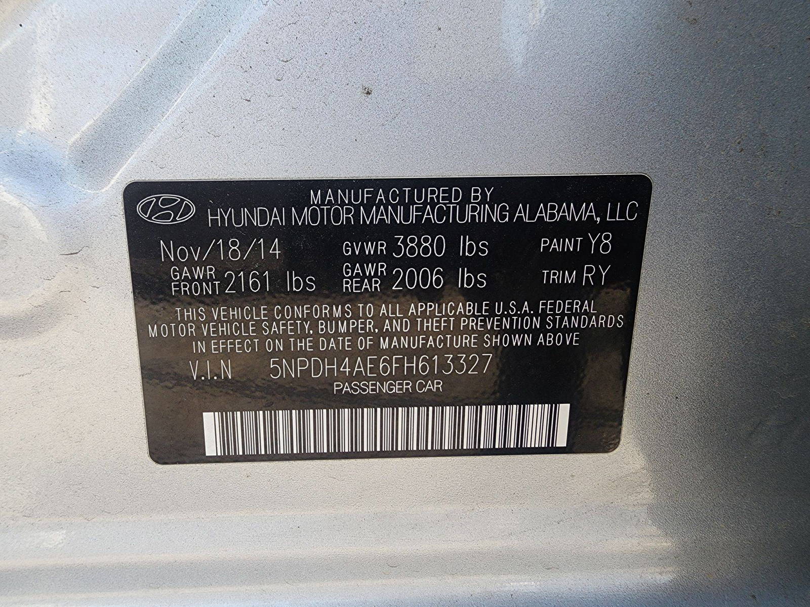 2015 HYUNDAI ELANTRA — 81325 Miles — Lot 41144084 — Main - Marhaba Auctions Used Cars - Image 8