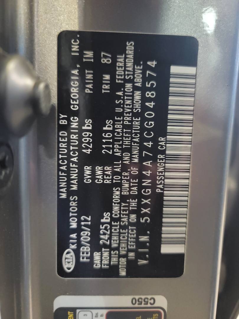 2012 KIA OPTIMA — 97700 Miles — Lot G048574 - Marhaba Auctions Used Cars - Image 10