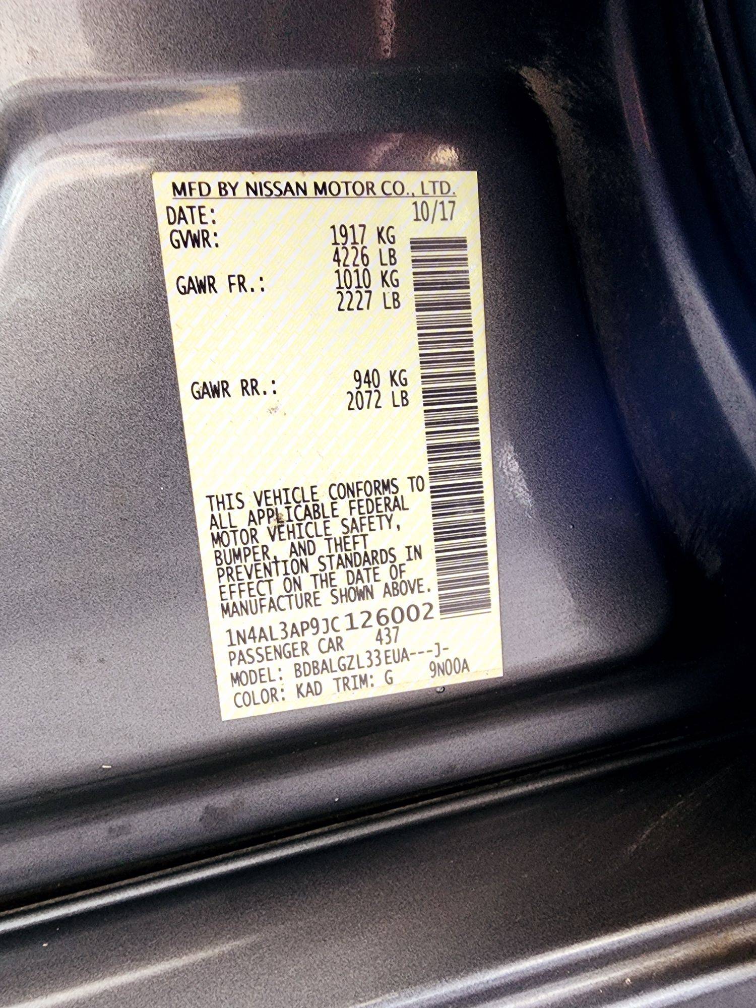 2018 NISSAN ALTIMA — 152998 Miles — Lot 41093413 — Souq - Marhaba Auctions Used Cars - Image 9