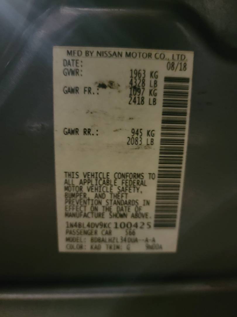 2019 NISSAN ALTIMA — 128002 Miles — Lot 915809 — Main - Marhaba Auctions Used Cars - Image 10