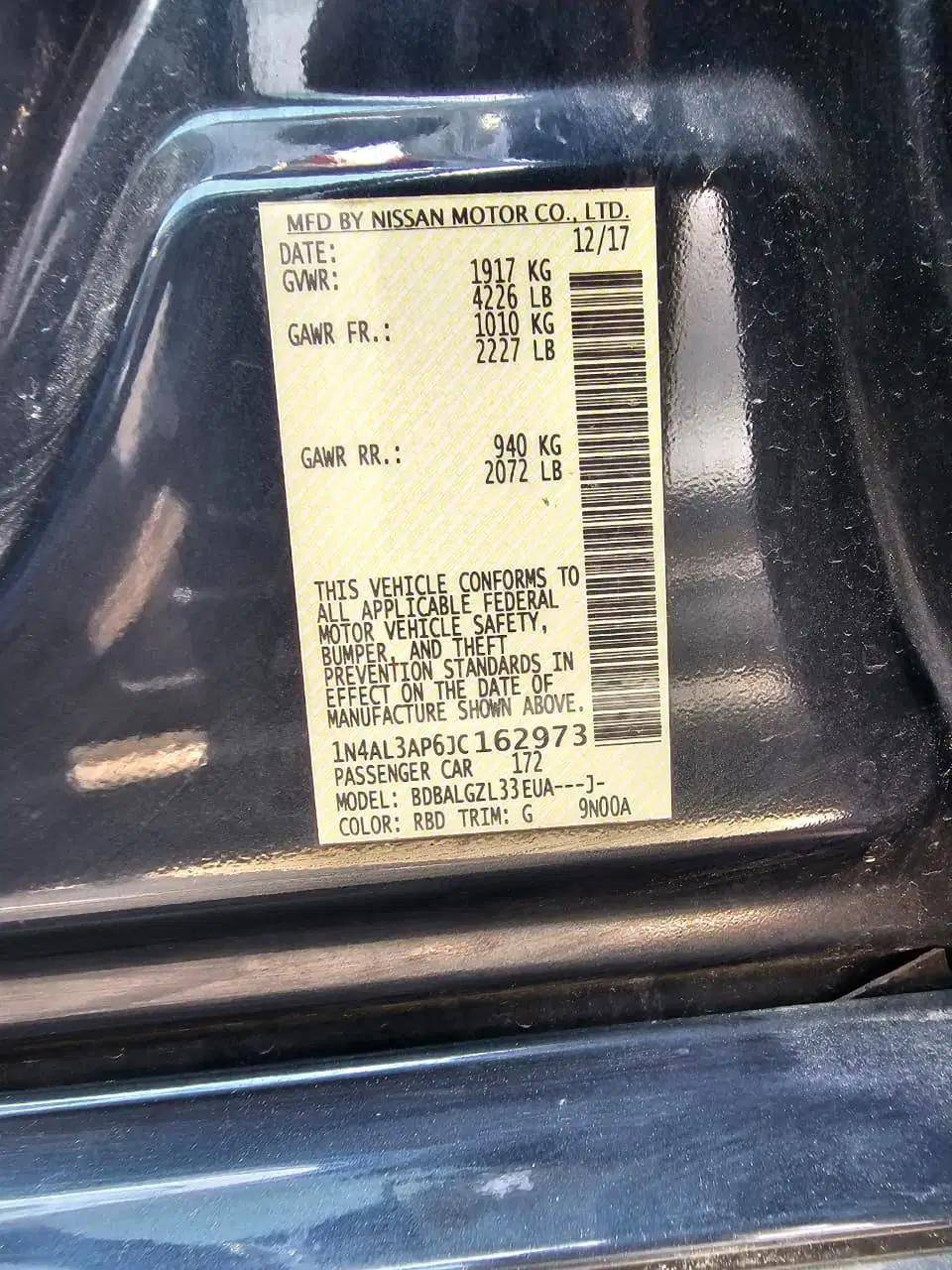 2018 NISSAN ALTIMA — 139906 Miles — Lot 162973 — Ind. 12 - Marhaba Auctions Used Cars - Image 8