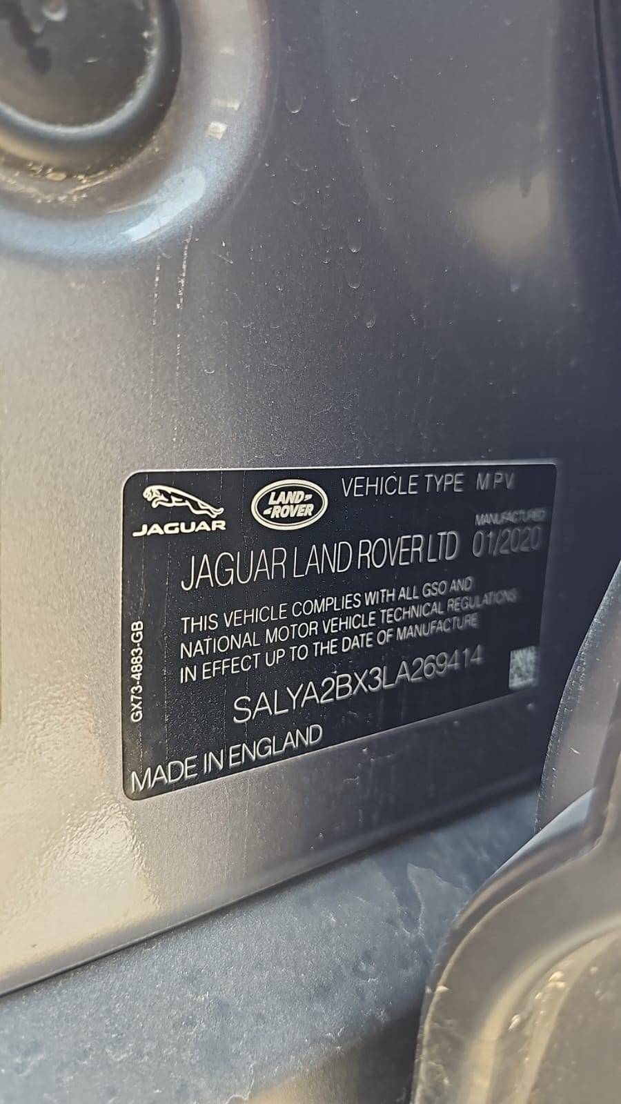 2020 LAND ROVER RANGE ROVER VELAR — 70432 KM — Lot LA269414 — Souq - Marhaba Auctions Used Cars - Image 10
