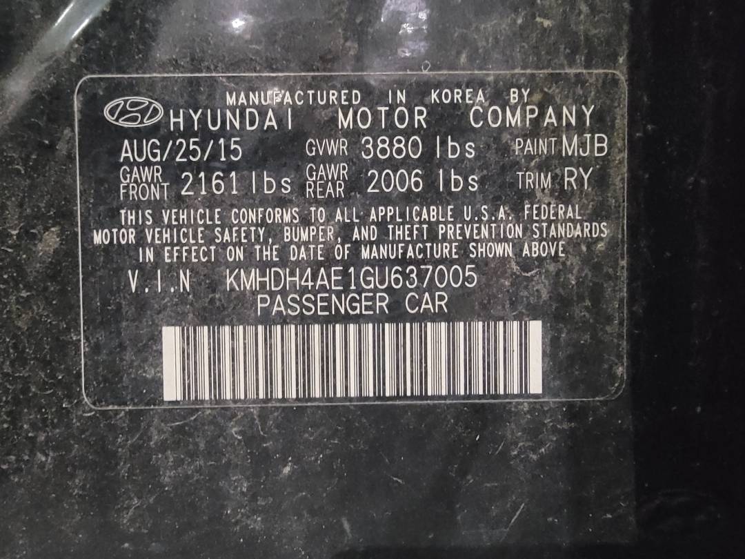 2016 HYUNDAI ELANTRA — 124959 Miles — Lot 269436 — Main - Marhaba Auctions Used Cars - Image 10
