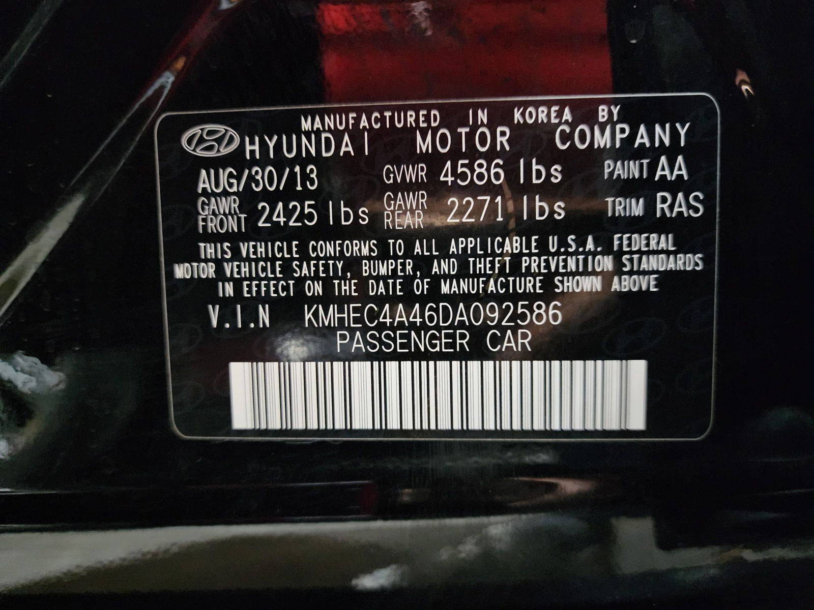 2013 HYUNDAI SONATA — 211129 Miles — Lot 16495 — Al Quoz - Marhaba Auctions Used Cars - Image 10