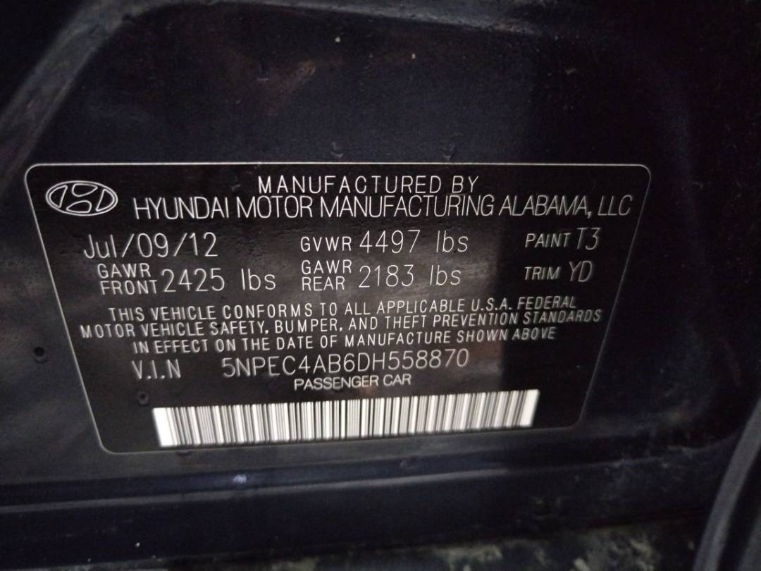 2013 HYUNDAI SONATA — 148609 Miles — Lot H558870 - Marhaba Auctions Used Cars - Image 11