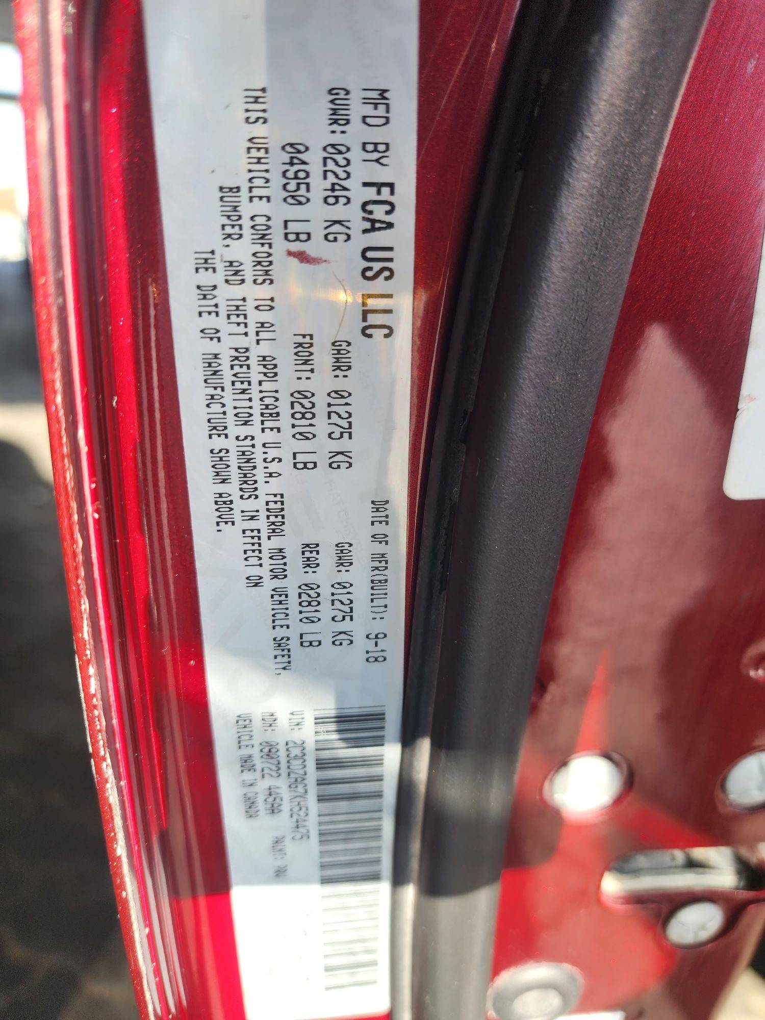 2019 DODGE CHALLENGER — 96272 Miles — Lot 60814473 - Marhaba Auctions Used Cars - Image 10
