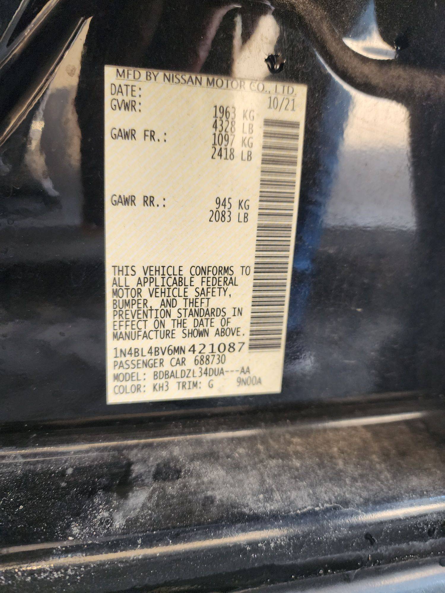 2021 NISSAN ALTIMA — 46488 Miles — Lot 37740952 - Marhaba Auctions Used Cars - Image 9