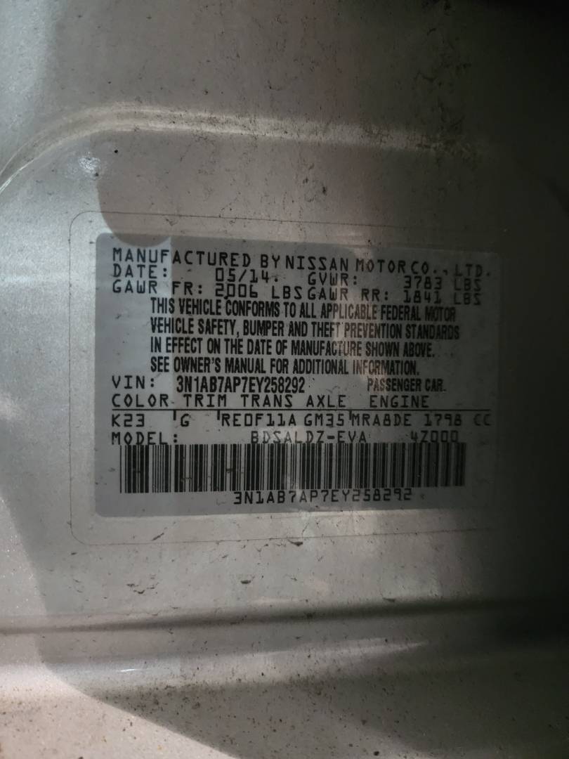 2014 NISSAN SENTRA — 180443 Miles — Lot 37963079 - Marhaba Auctions Used Cars - Image 3