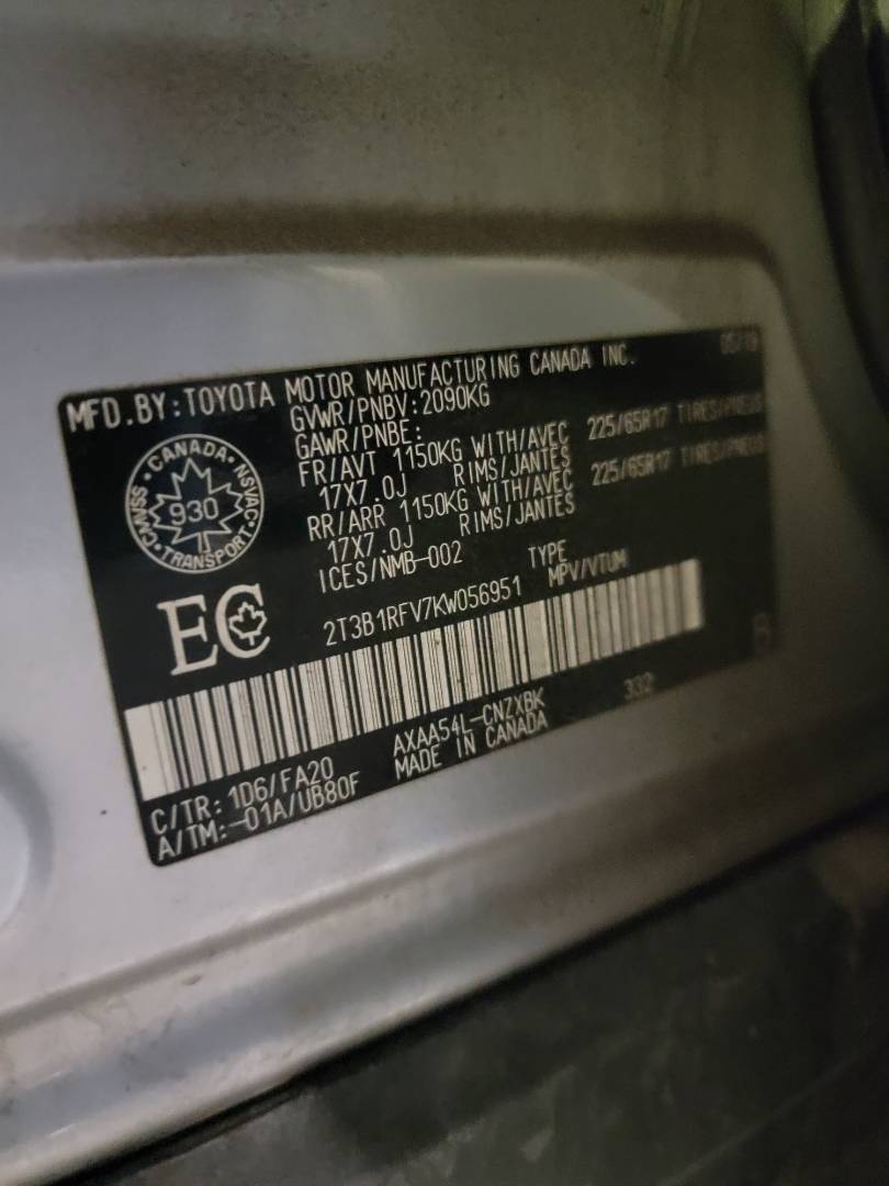 2019 TOYOTA RAV4 — 174781 KM — Lot W056951 — Main - Marhaba Auctions Used Cars - Image 10