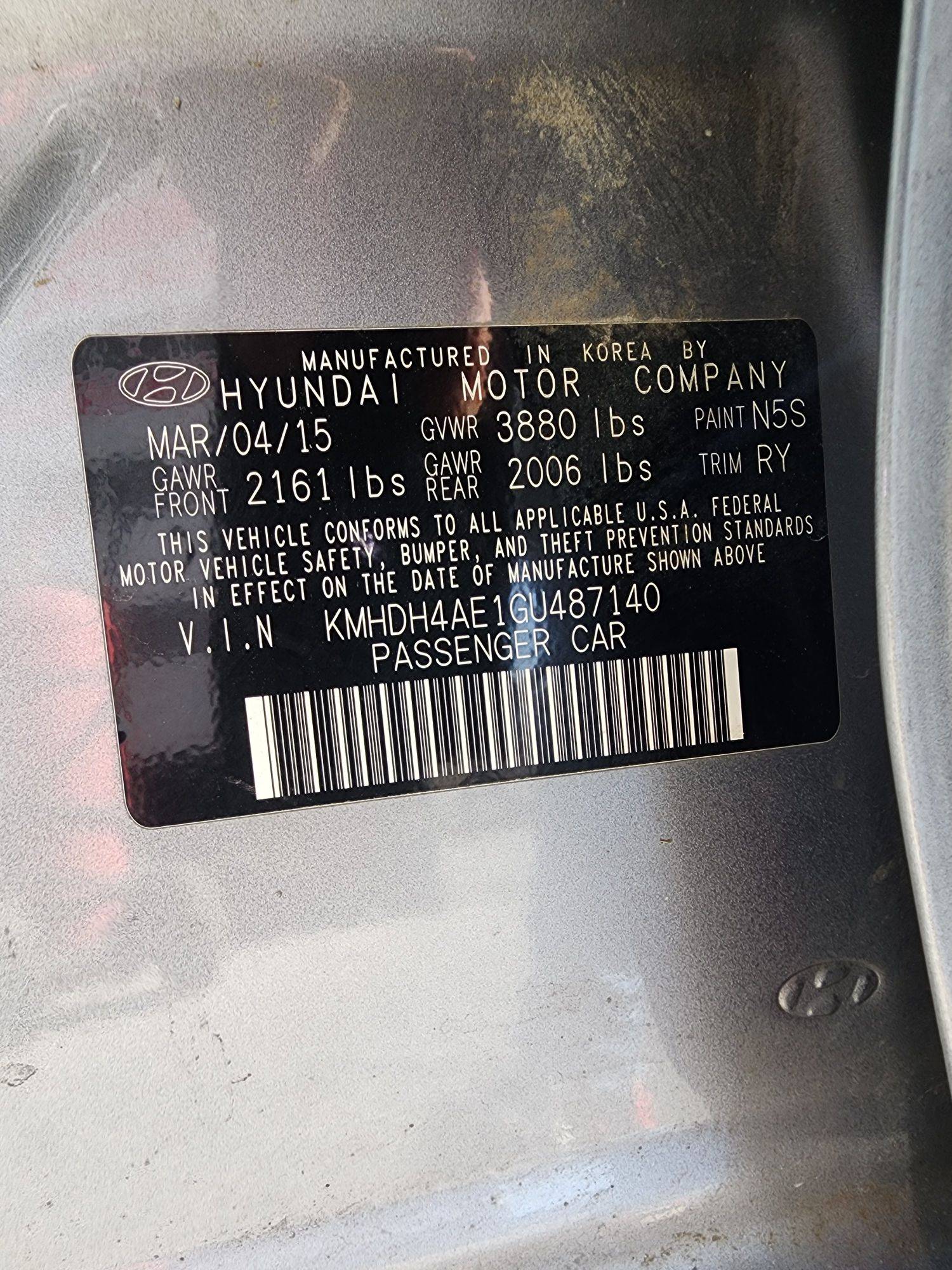 2016 HYUNDAI ELANTRA — 239309 Miles — Lot GU487140 — Souq - Marhaba Auctions Used Cars - Image 10