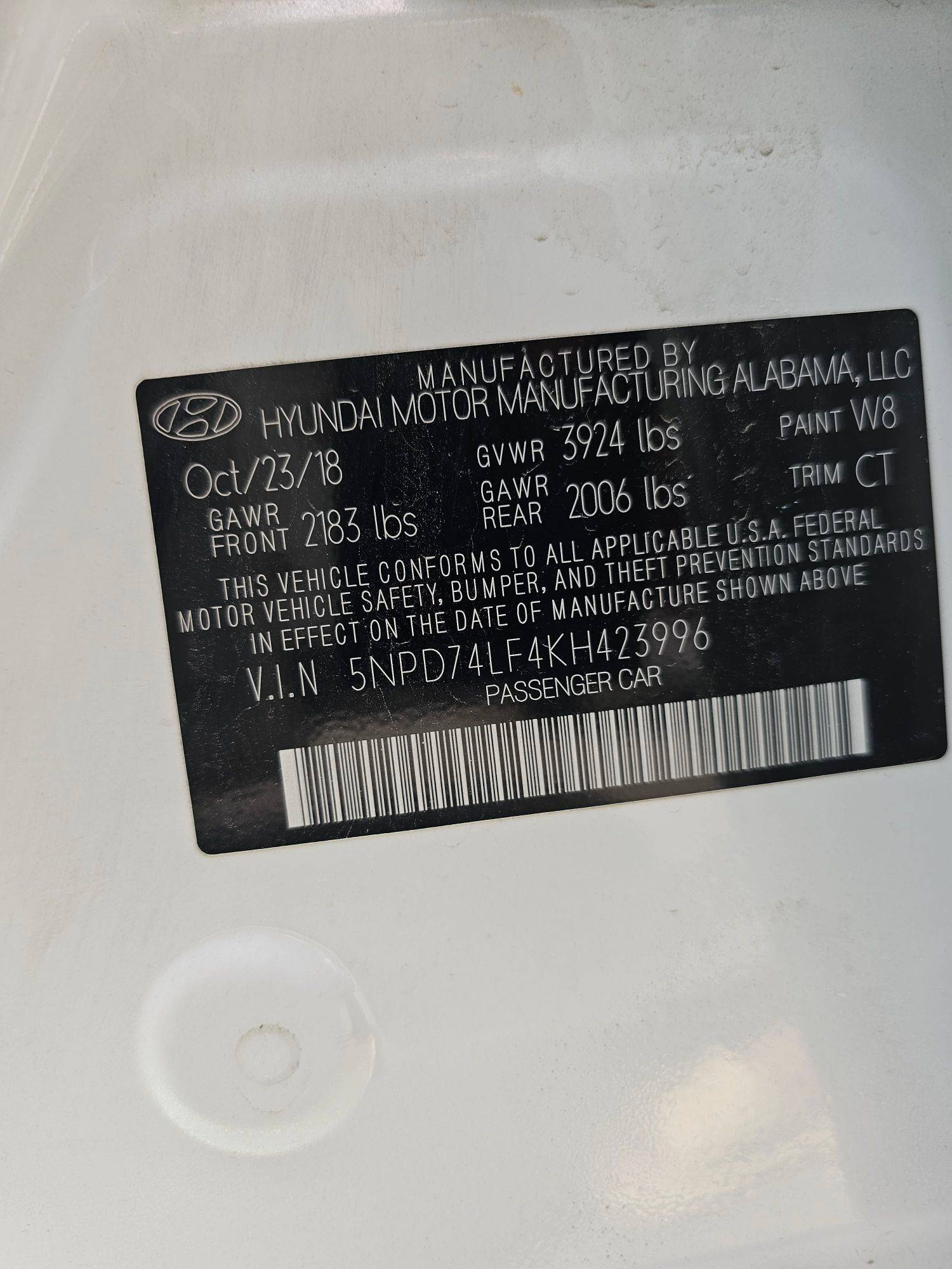 2019 HYUNDAI ELANTRA — 142319 Miles — Lot F4KH423996 — Souq - Marhaba Auctions Used Cars - Image 7
