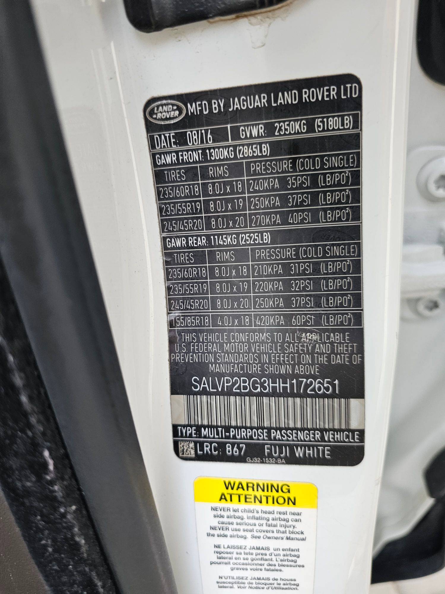 2017 LAND ROVER RANGE ROVER EVOQUE — 145468 Miles — Lot G3HH172651 — Souq - Marhaba Auctions Used Cars - Image 10