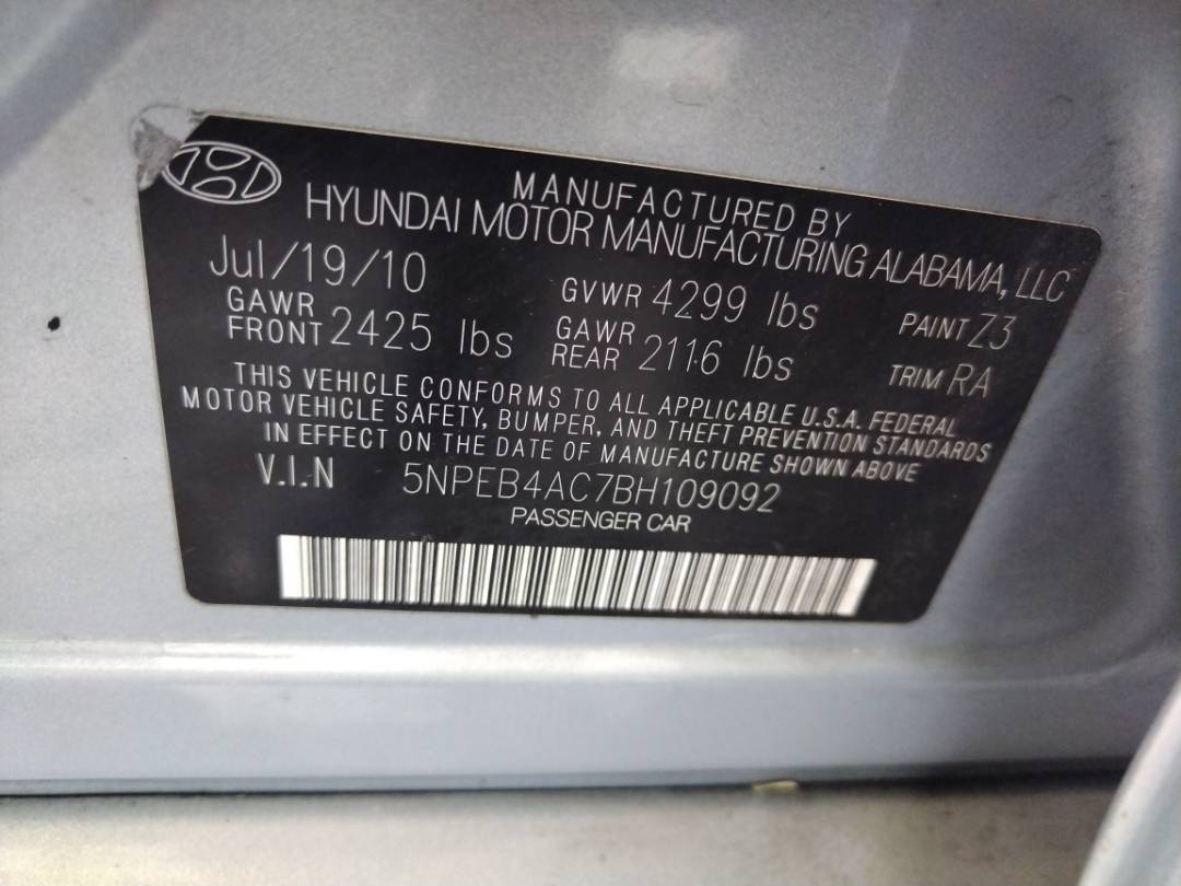 2011 HYUNDAI SONATA — 180705 Miles — Lot 72233663 - Marhaba Auctions Used Cars - Image 9