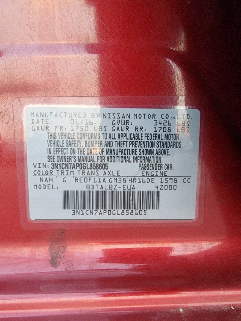 2016 NISSAN VERSA — 124758 Miles — Lot 125478 — Souq - Marhaba Auctions Used Cars - Image 9