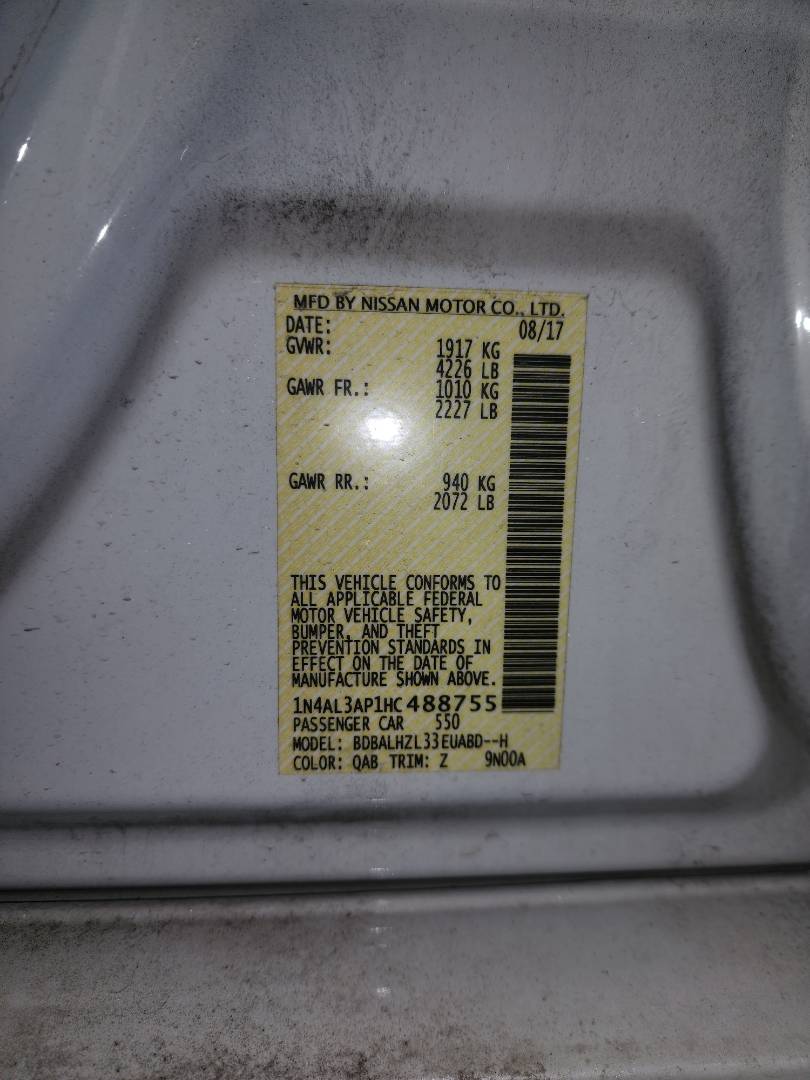 2017 NISSAN ALTIMA — 95846 Miles — Lot 39177083 - Marhaba Auctions Used Cars - Image 3