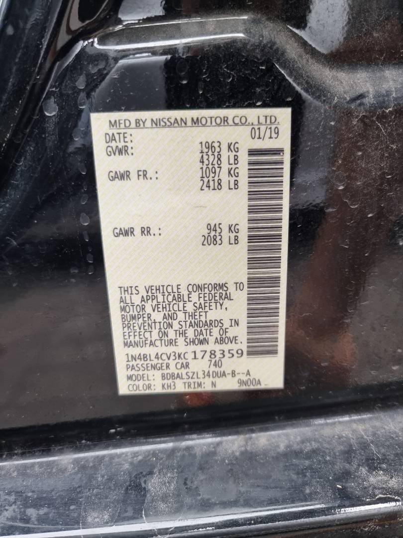 2019 NISSAN ALTIMA — 162438 Miles — Lot C178359 — Ind. 12 - Marhaba Auctions Used Cars - Image 8