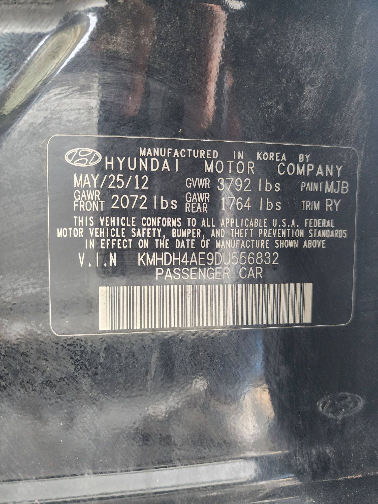 2013 HYUNDAI ELANTRA — 201624 Miles — Lot 9DU556832 — Souq - Marhaba Auctions Used Cars - Image 10