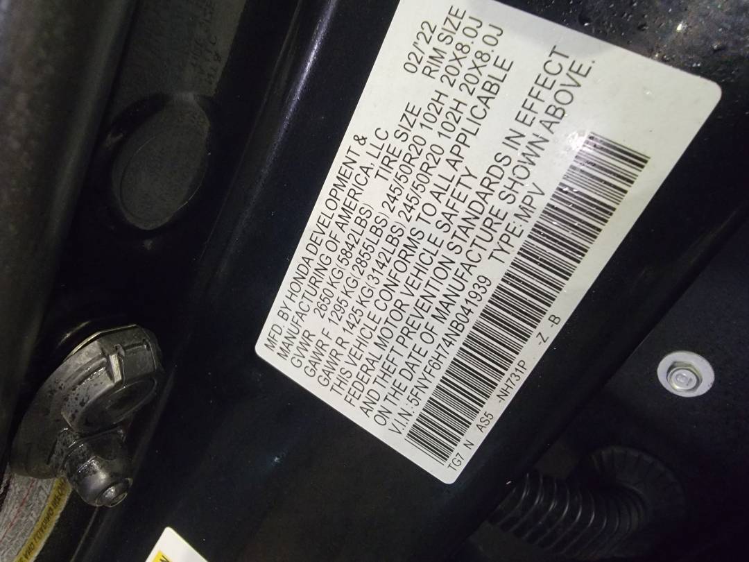 2022 HONDA PILOT — 83874 Miles — Lot H74NB041939 — Main - Marhaba Auctions Used Cars - Image 8