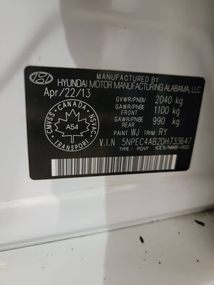 2013 HYUNDAI SONATA — 196886 KM — Lot AB2DH733647 — Main - Marhaba Auctions Used Cars - Image 9