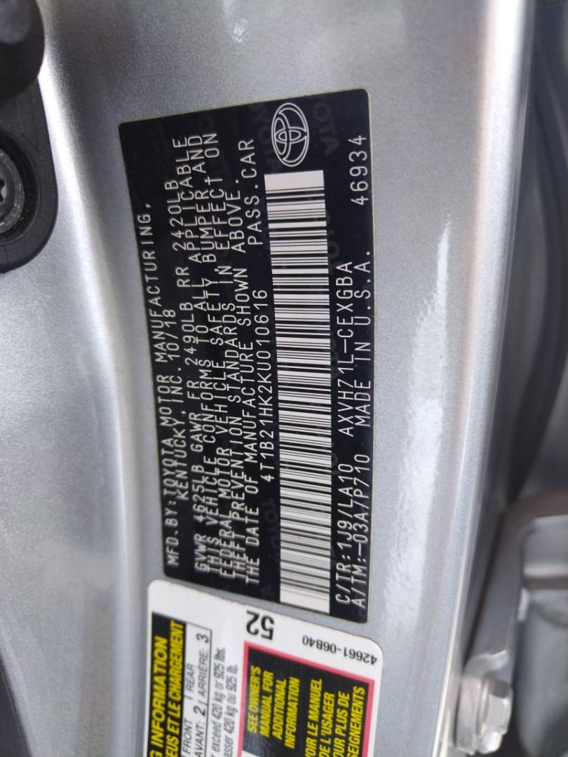 2019 TOYOTA CAMRY — 108289 Miles — Lot 37691223 - Marhaba Auctions Used Cars - Image 7