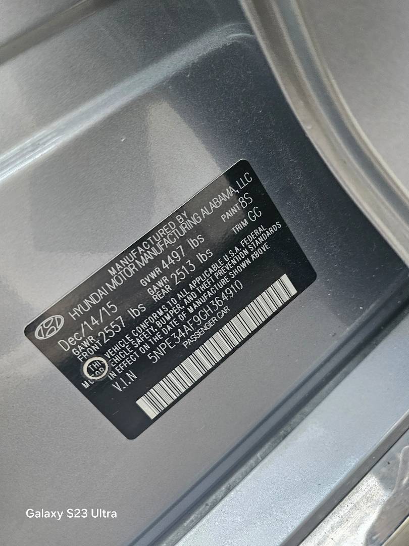 2016 HYUNDAI SONATA — 90055 Miles — Lot H364910 — Main - Marhaba Auctions Used Cars - Image 9