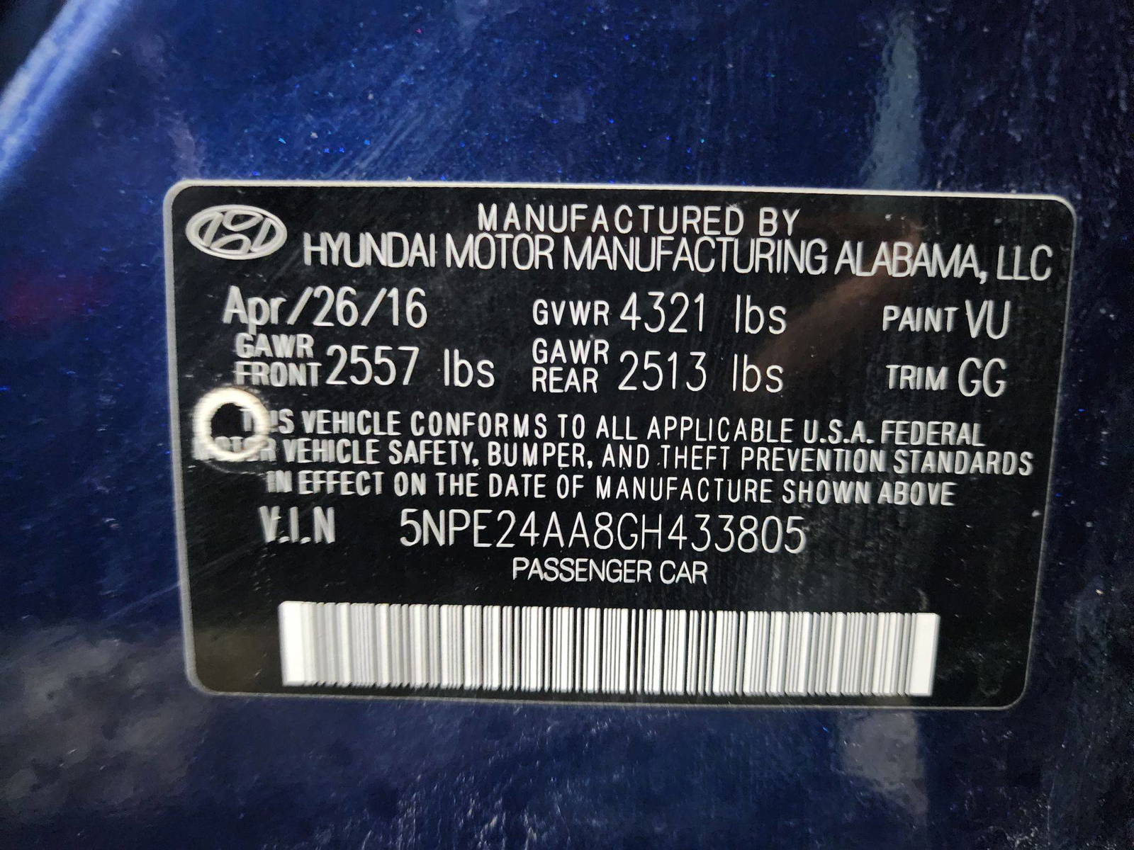 2016 HYUNDAI SONATA — 187637 Miles — Lot 433805 — Al Quoz - Marhaba Auctions Used Cars - Image 10