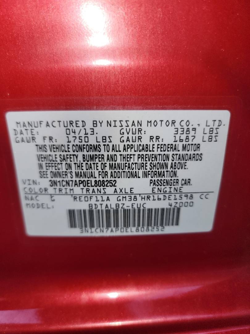 2014 NISSAN VERSA — 102018 Miles — Lot 81781743 - Marhaba Auctions Used Cars - Image 10