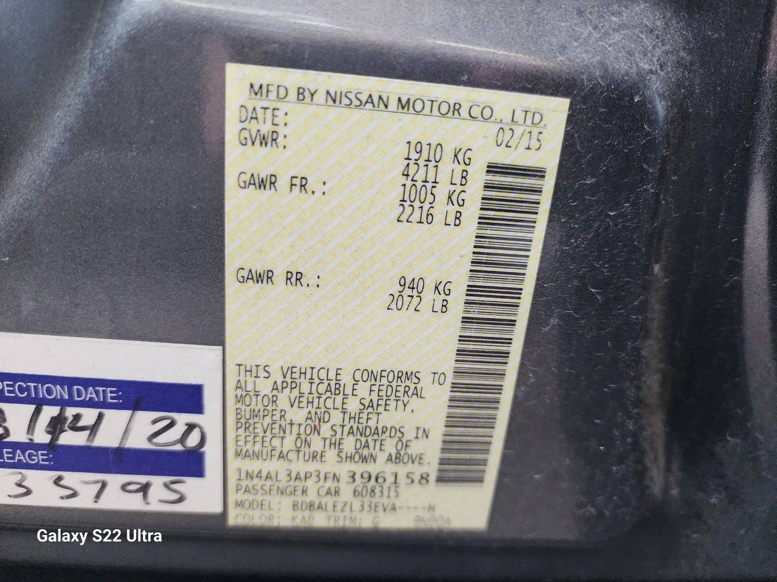 2015 NISSAN ALTIMA — 228449 Miles — Lot FN396158 - Marhaba Auctions Used Cars - Image 8