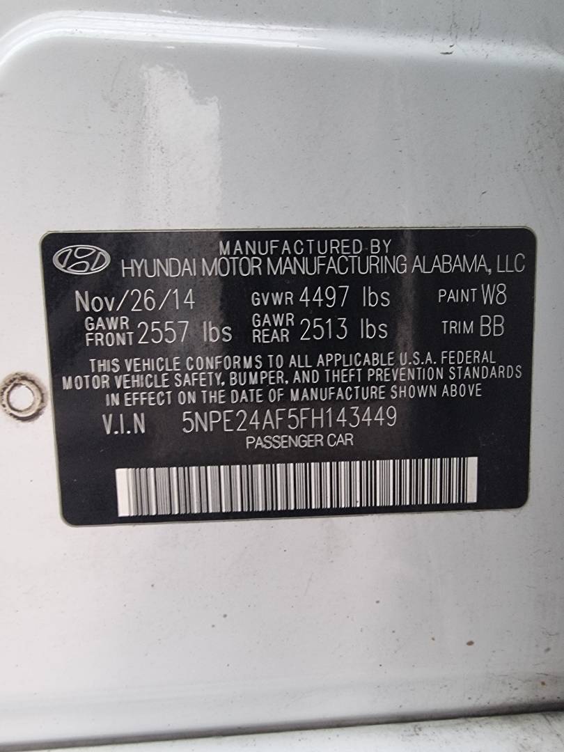 2015 HYUNDAI SONATA — 166702 Miles — Lot 214578 — Ind. 12 - Marhaba Auctions Used Cars - Image 9