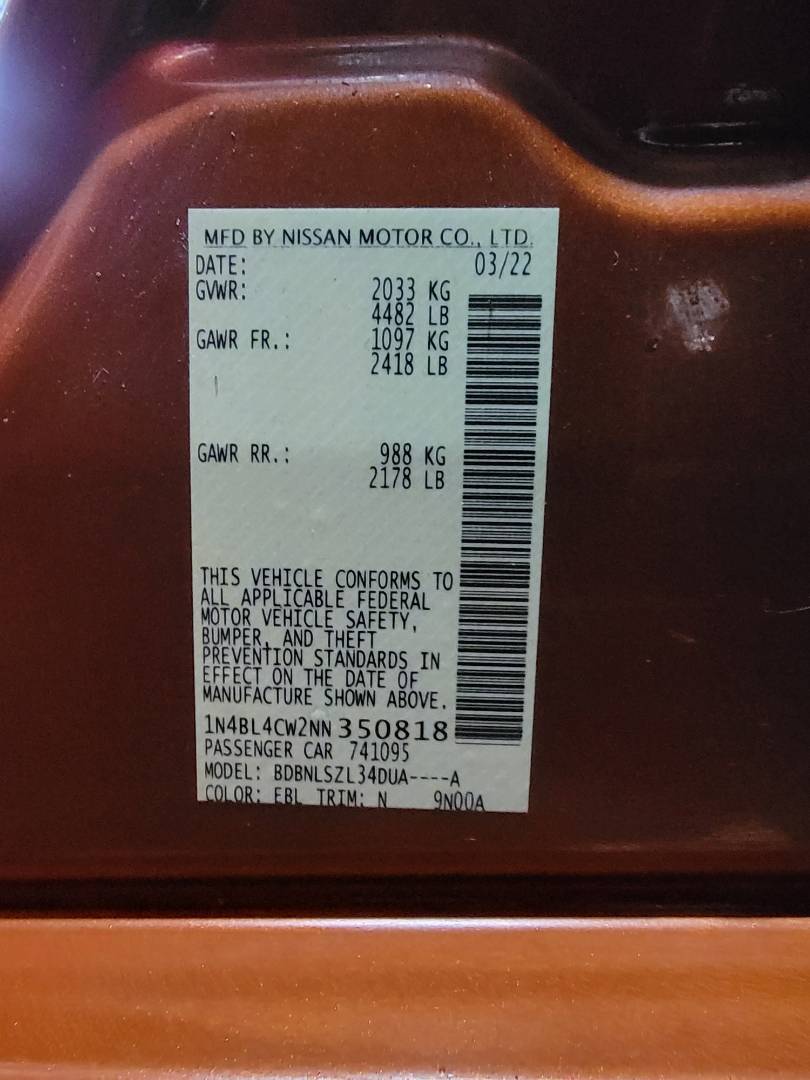 2022 NISSAN ALTIMA — 97566 Miles — Lot W2NN350818 — Ind. 12 - Marhaba Auctions Used Cars - Image 10