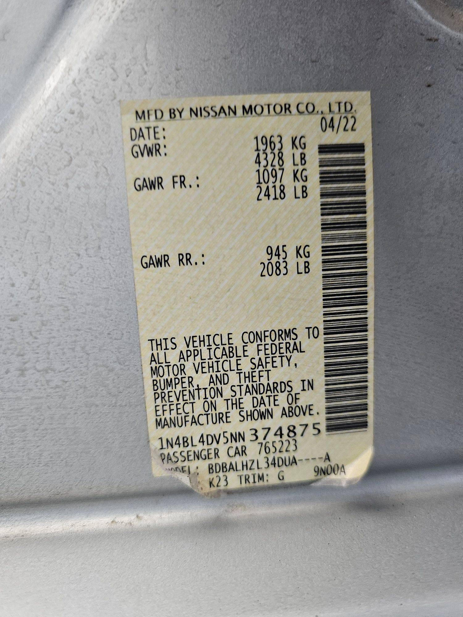 NISSAN ALTIMA 2022 - Marhaba Auction Used Cars - Image 9