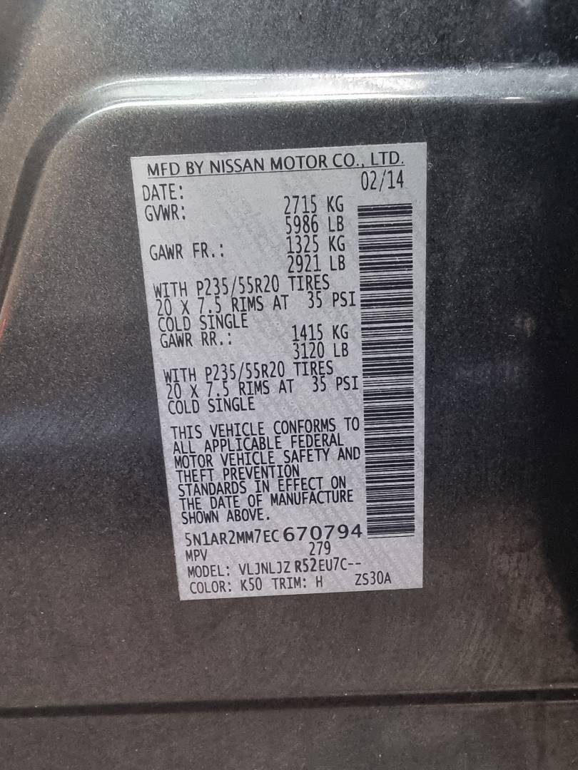 2014 NISSAN PATHFINDER — 213011 Miles — Lot 125487 — Ind. 12 - Marhaba Auctions Used Cars - Image 10