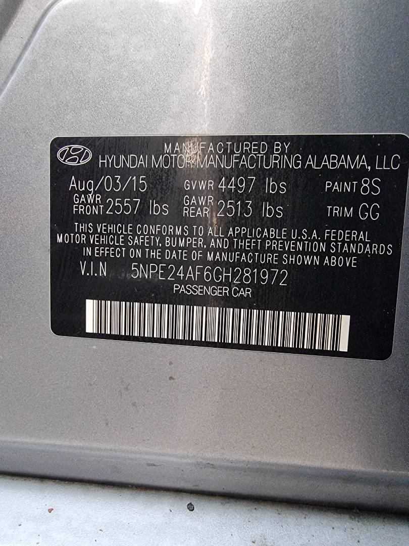 2016 HYUNDAI SONATA — 144435 Miles — Lot 326598 — Ind. 12 - Marhaba Auctions Used Cars - Image 9