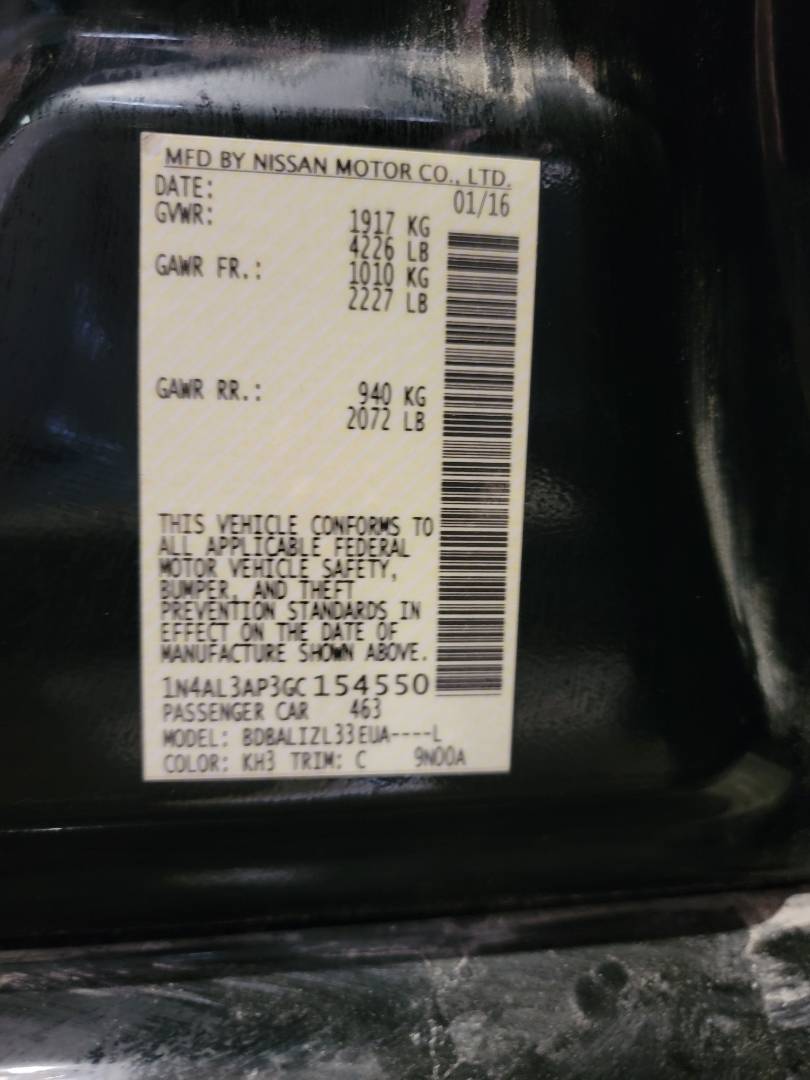 2016 NISSAN ALTIMA — 187774 Miles — Lot L3AP3GC154550 — Main - Marhaba Auctions Used Cars - Image 10