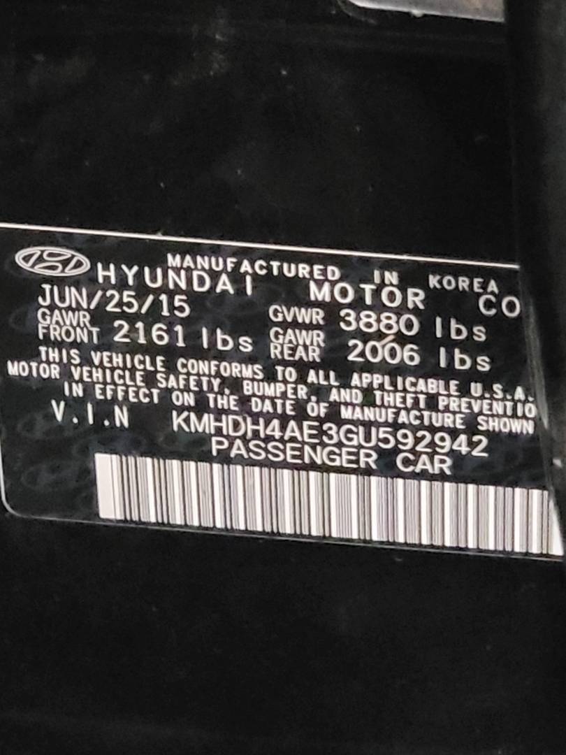 2016 HYUNDAI ELANTRA — 156348 Miles — Lot GU592942 — Main - Marhaba Auctions Used Cars - Image 10
