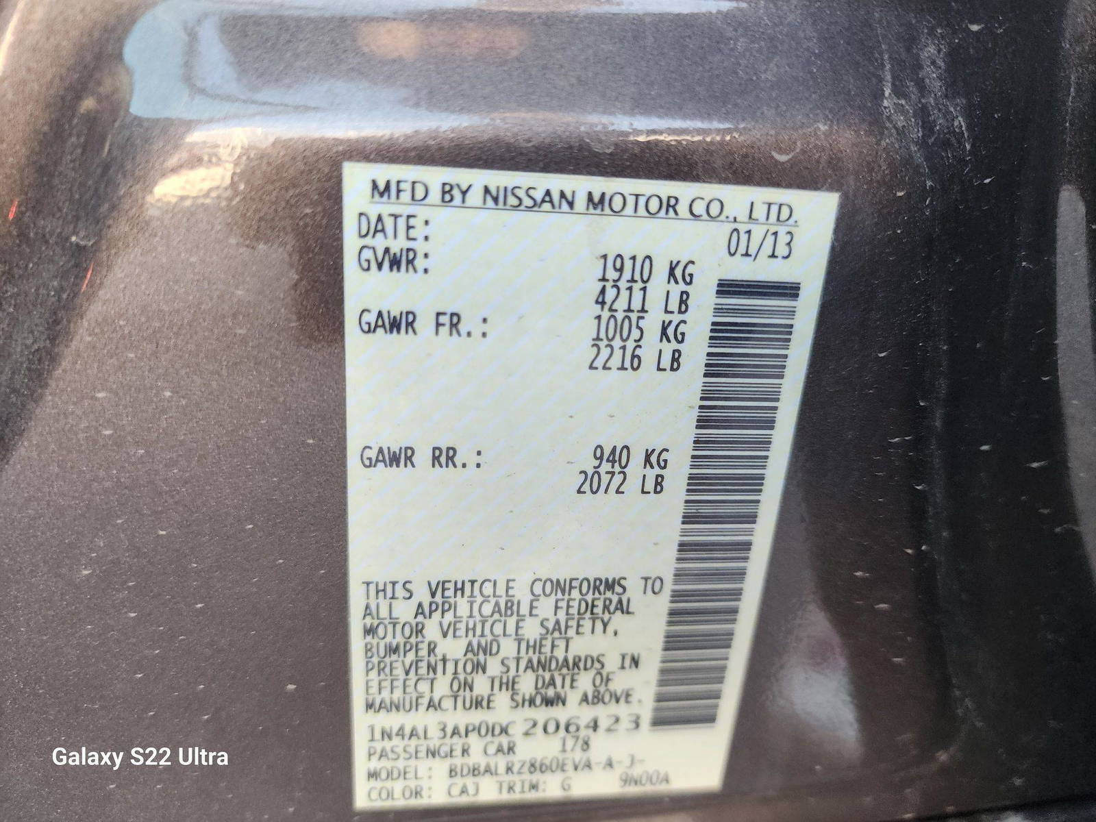 2013 NISSAN ALTIMA — 157522 Miles — Lot 38382464 - Marhaba Auctions Used Cars - Image 9