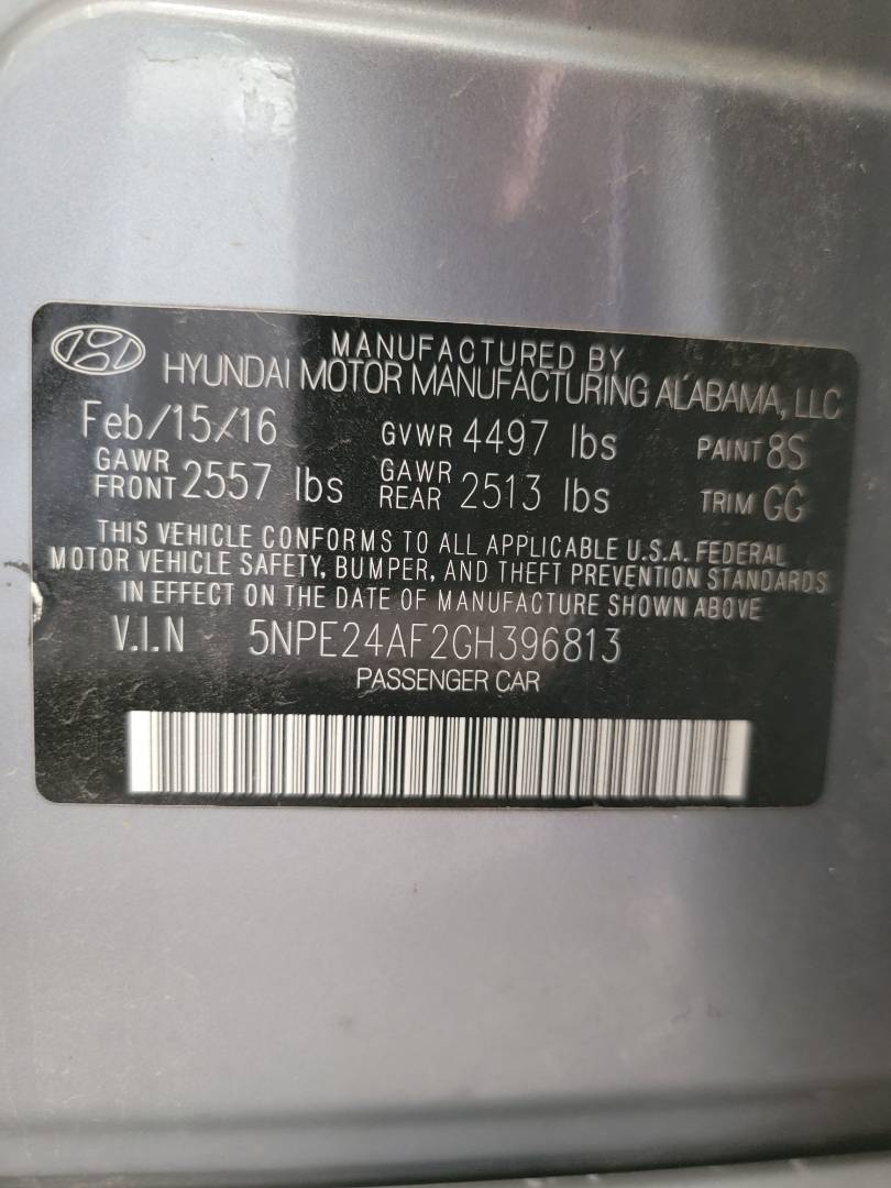 2016 HYUNDAI SONATA — 150372 Miles — Lot 80045293 - Marhaba Auctions Used Cars - Image 8