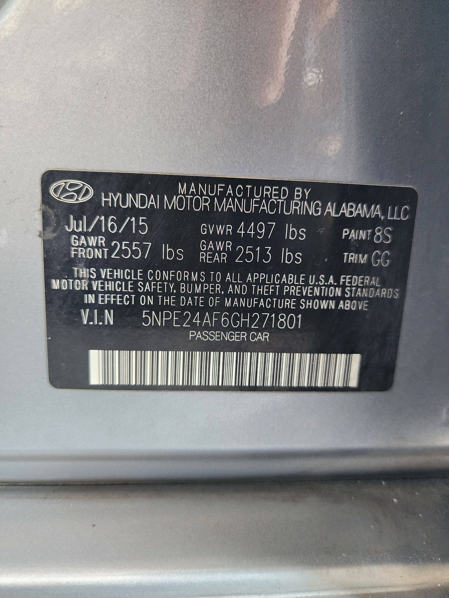 2016 HYUNDAI SONATA — 211829 Miles — Lot 335174 — Souq - Marhaba Auctions Used Cars - Image 9